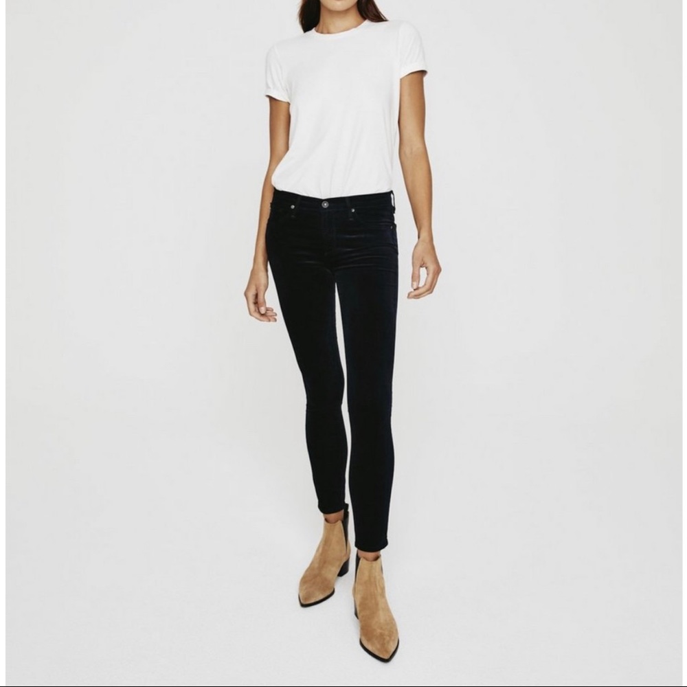 AG Adriano Goldschmied 27R black velvet jean